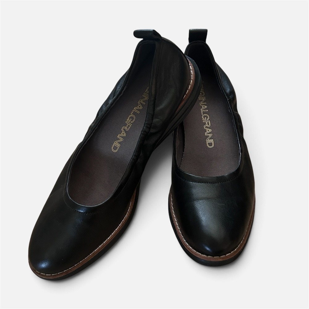 Cole Haan OriginalGrand Black Leather Ballet Flats Womens 7.5 B Comfort Capsule